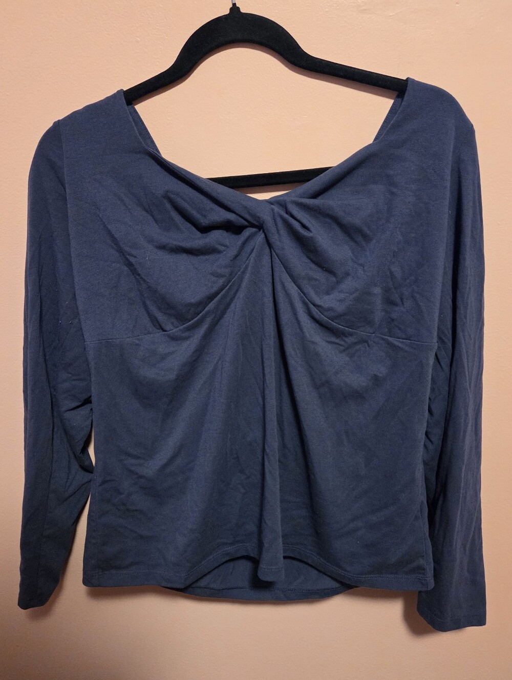 Twist-Front Long Sleeve Top - Blue